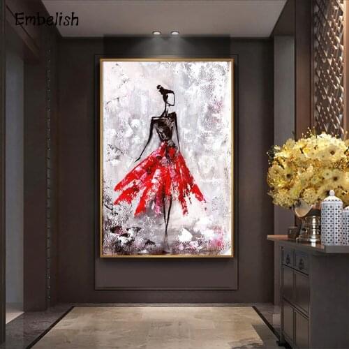 1 Pieces Girl In Red Dress HD Print On Canvas Oil Paintings For Living Room Modern Home Decor Pictures Wall Art Posters Artworks