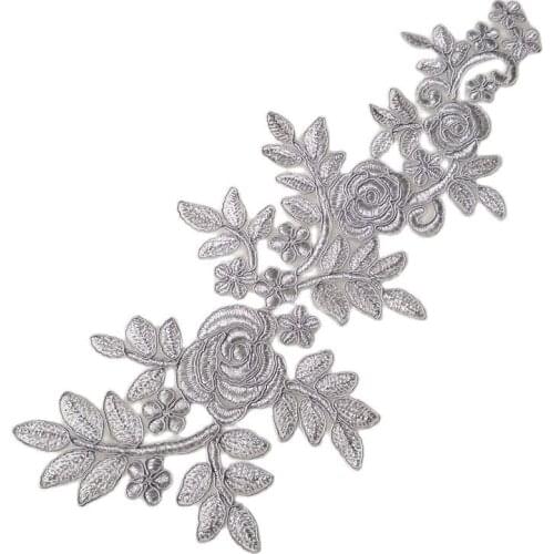 1PCS Royal blue Red Black White Embroidery Flower Lace Collar Patches Wedding Dress Patch Lace Applique Clothes Accessories F29