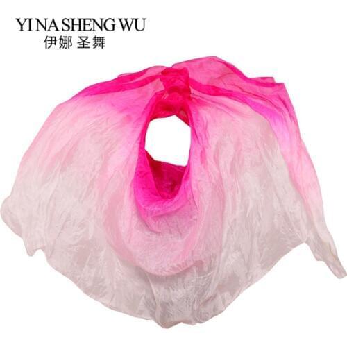1Pc Natural Silk Belly Dance Props Women Girls Stage Performance Veil Rose+Pink+White Belly Dancing Silk Veil 250/270 cm*114 cm