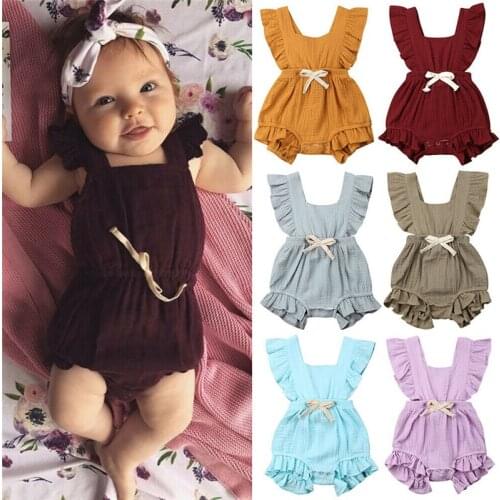 2020 Baby boy girl Summer clothing cute Solid Romper ruffle Jumpsuit Outfit for Kid clothes toddler Children newborn infant