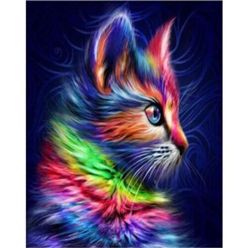 5D Diamond Painting Cross Stitch Cat Mosaic Art Embroidery Animal Rhinestone Picture WG2214