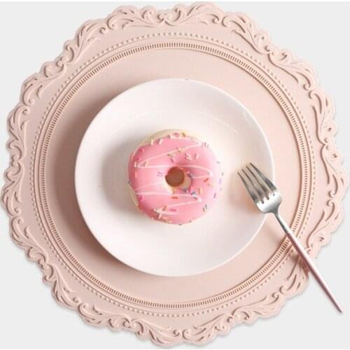 34cm Large Thickened Silicone Placemat Embossed Heat Insulation Table Mat Patterned Edge Raised Pot Mat