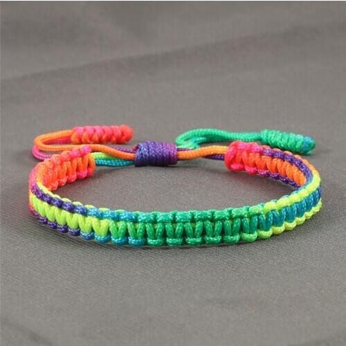 Rainbow String LGBT Rope Bracelet Handmade Woven Bracelets Bangles for Men Women Wrap Couple Wristband Lesbian Gay Pride Jewelry