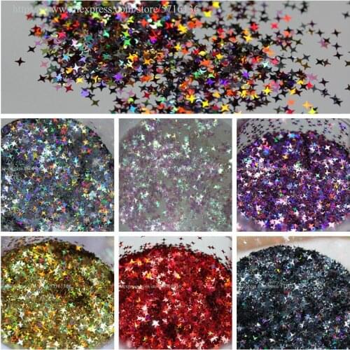 Four Angle Stars Shape Nail Glitter Sequins For Nail Art Decoration Makeup Body Art DIY Decoration