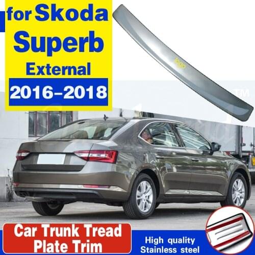 For Skoda superb Rogue 2016 2017 2018 Steel Rear Bumper Protector Sill Trunk Guard Cover Trim Car Styling Accessories 1pcs