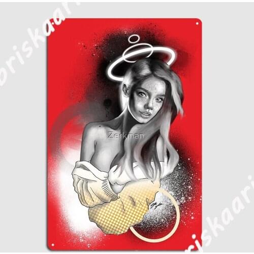 Sexy Woman With Halos Metal Sign Cinema Living Room pub Garage Painting Décor Decoration Tin sign Poster