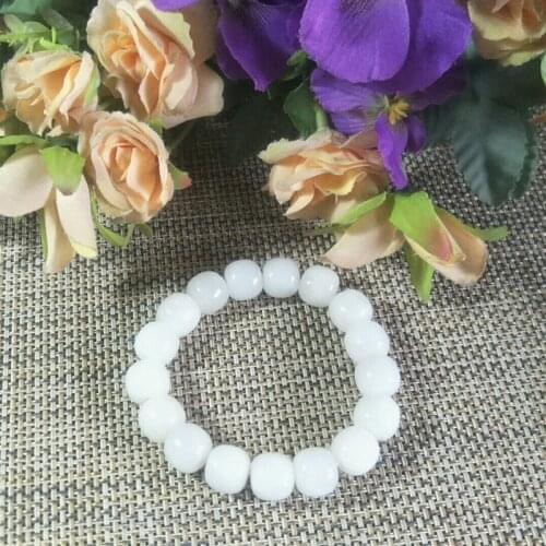 Natural Hetian Jade 12mm Old Type Bead Jade Bracelet Jewelry Lucky Exorcise Evil Spirits Auspicious Amulet Fine Jewelry Bracelet