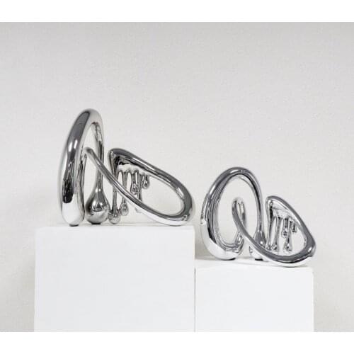 Creative Abstract Fluid Electroplating Ornament Resin Crafts Home Room Office New House Decor Objects Desktop Accessories Gifts