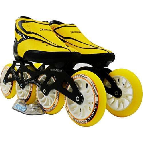 JEERKOOL 6 Layer Carbon Fiber Inline Speed Skates Yellow Green 4*110 Kid Adult Street Racing Sport Shoes Training Patines SH11