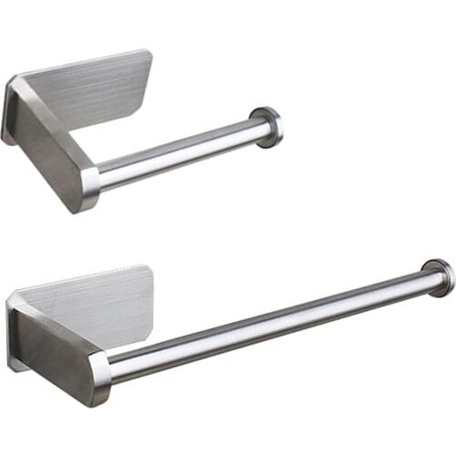 Kitchen Roll Paper Self Adhesive Wall Mount Toilet Paper Holder Stainless Steel Bathroom Tissue Towel Accessories Rack Holders