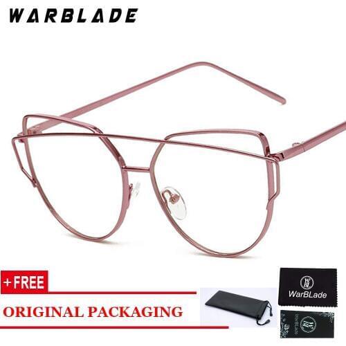 Hot 2018 Newest Cat Eye Glasses Frame Women Brand Designer Twin-Beams Metal Eyeglasses Frame Clear Fashion Glasses Drop Ship