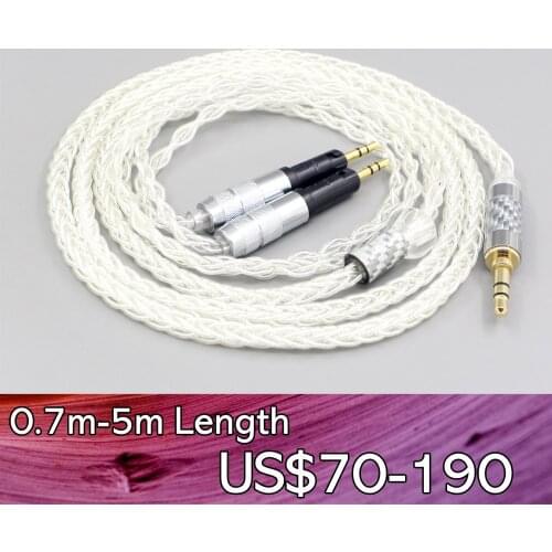 LN007682 2.5mm 4.4mm 99% Pure Silver 8 Core Headphone Earphone Cable For Audio-Technica ATH-R70X headphone Earphone