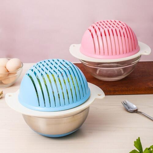 Food Grade 304 stainless steel Multi-function salad bowl with PP splitter Washing Filter Strainer Basket Kitchen Tools