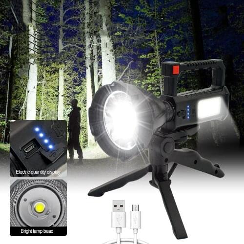 Powerful LED Flashlight Work Light Spotlight Searchlight USB Recharge Waterproof Portable Working Flashlight Camping Lantern