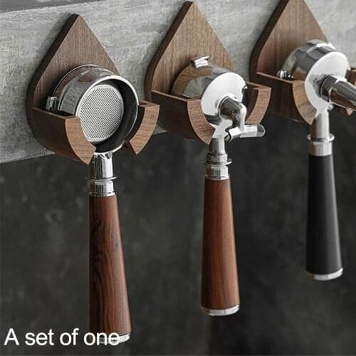 Coffee Portafilter Wall Rack Wood Espresso Coffee Filter Holder 51MM/53MM/58MM Tamper Wall Mounted Rack Coffee Tools