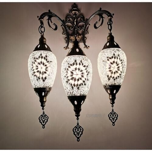 Newest Style 3 Heads New Mediterranean style Art Deco Turkish Mosaic Wall Lamp Handcrafted mosaic Glass romantic wall light