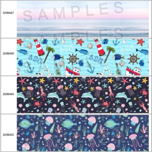 New 10yards Ocean Starfish Pattern Printed Grosgrain/Satin Ribbon DIY Materials