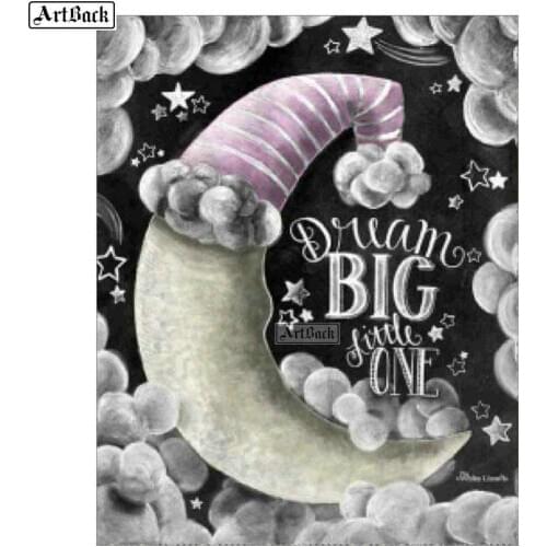 New 5D Diamond Painting Blackboard Moon Full Square 3d Sticker Embroidered Home Decoration Diamond Mosaic Artwork