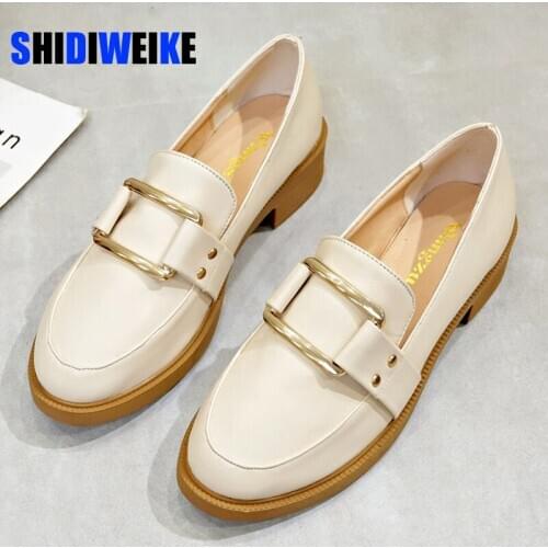 2021 New Women Low Heels Fashion Bowtie Platform Female Spring Shoes Bling Chunky Heel Flat Shoe Casual Footwear Oxford Shoes