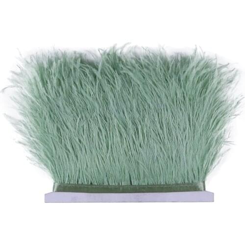 High Quality Vanilla Green Real Ostrich Feathers Trim For Clothes 8-10Cm Fringe Ribbon Wedding Dress Decoration Plumas Wholesale