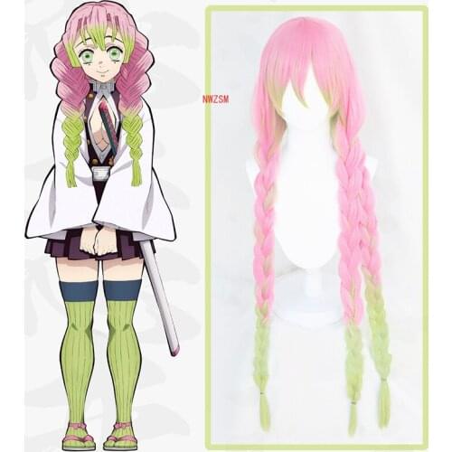 Anime Comic Demon Slayer Kimetsu no Yaiba Cosplay Wigs Kanroji Mitsuri Cosplay Wig Synthetic Wig Cosplay Accessories Men wigs