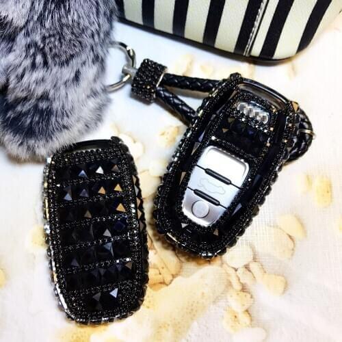 LUNASBORE Luxury Diamond bling car key case cover/ key shell for Audi A4L A6L A8L Q5 A7 A5 Car Accessories