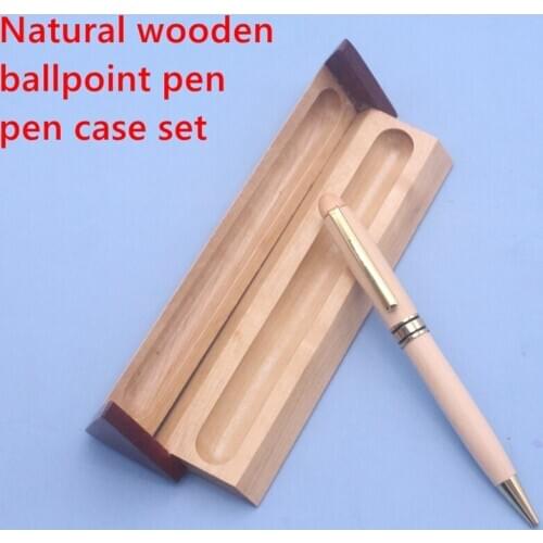 Natural wooden ballpoint pen box wooden calligraphy set wooden pen