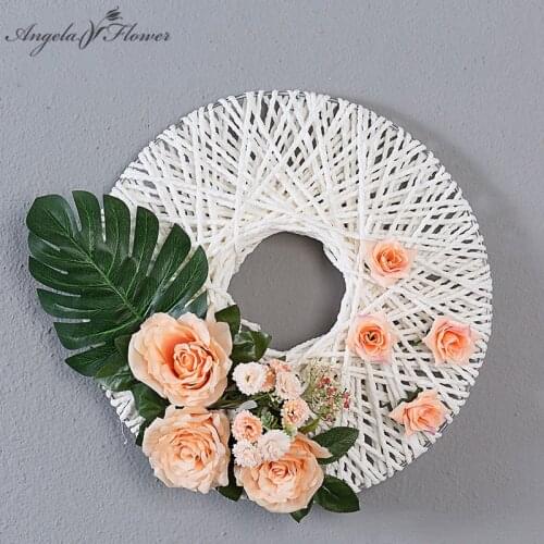 Nordic living room wall hanging ornaments artificial flower DIY wedding props creative tea shop restaurant decor garland wreath