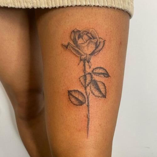 1PC Black Rose Temporary Tattoos Stickers Arm Waist Body Art Waterproof Fake Tattoos Feather Flower Women Girls Transfer Tattoo