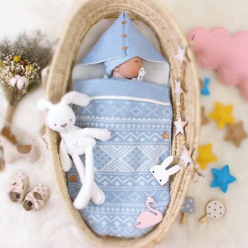 Newborn Knitting Sleeping Bag Infant Spring Autumn Anti-kick Sleeping Bag Baby Swaddl Stroller Wrap Toddler Sleepsack