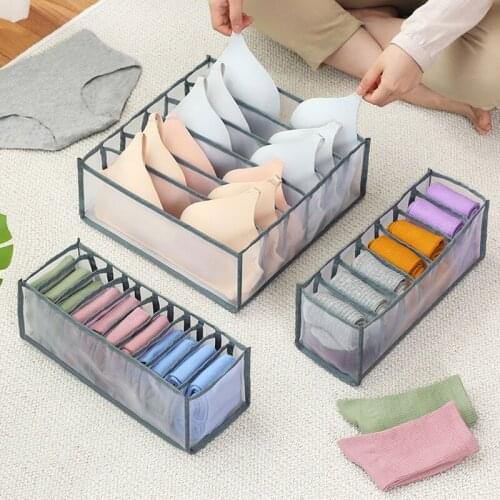 Underwear Storage Boxes Bra Socks Panties Cabinet Wardrobe Home Bedroom Sorting Save Space Cloth Grid Drawer Divider Organizers