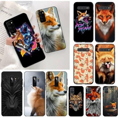YJZFDYRM Animal fox in the wild Autumn black Phone Case Hull for Samsung S20 plus Ultra S6 S7 edge S8 S9 plus S10 5G lite 2020
