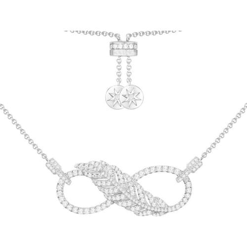 Luxury 925 Sterling Silver Feather Necklace Lucky 8 shape Charm Pendant Choker Micro Cubic Zirconia Stones Women Fine Jewelry