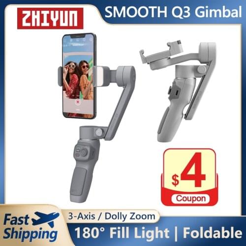 ZHIYUN SMOOTH Q3 3-Axis Handheld Gimbal Stabilizer For Smartphone iPhone Xiaomi Huawei Foldable Selfie Stick 180D Fill Light