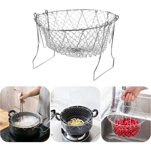 1PC Deep-fried Food Drain Basket Stainless Steel Frying Oil Strainer Mesh Food Colander for Potatoes Chips French Fries