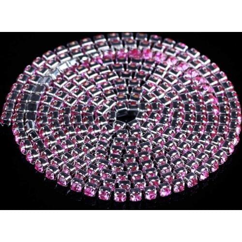 1 Yards/lot 2mm Transparent Strass Crystal Rhinestone Chain For DIY Craft Artesanato Sewing Clothes Accessories Shining Stone