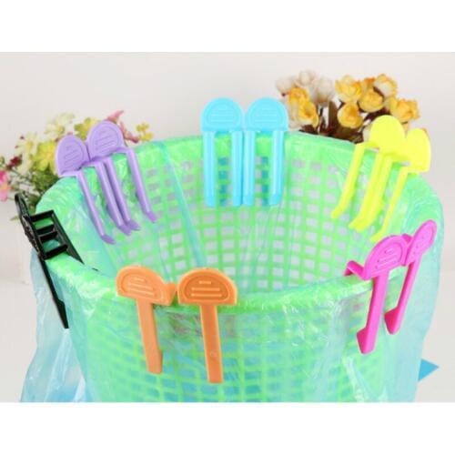 10pcs/lot Plastic Garbage Bag Clips Fixed Waste Bin Bag Rubbish Holder Eco-Friendly PP Trash Can Clamp (Six colors)