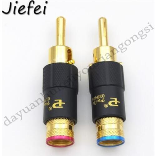 2-50pcs New high quality Self locking type Copper 24K Gold Plated Pailiccs banana plug Audio Connector male adapter
