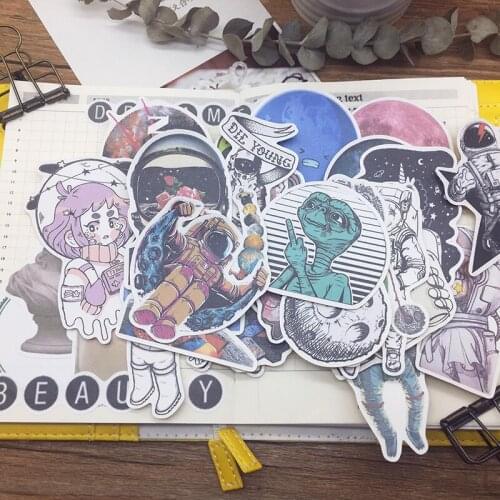 26PCS Funny alien space stickers DIY scrapbooking phone week journal album diary happy plan decorative stickers