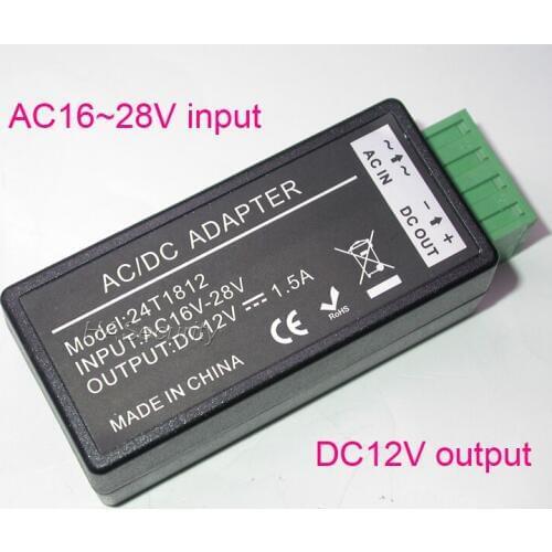 AC-DC power adapter / regulator / convertor for CCTV IP camera non-standard POE AC16-28V (max) input / DC12V 1.5A (max) output