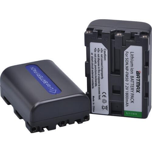 Batmax 2Pcs 1800mAh NP-FM50 NP FM50 NPFM50 Battery for Sony Alpha A100 DSLR-A100 A100K TRV408 DCR-PC105 FM30 FM50 FM70 FM90