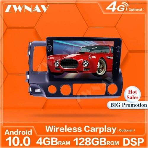 128GB Android10.0 Screen Car Player GPS Navigation For Honda Civic 2006 2007-2012 Auto Radio Stereo Multimedia Player Head Unit