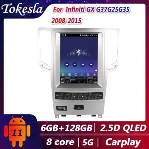 Tokesla Car Radio Telsa Gps Android 11 for Infiniti GX G37 G25 G35 FX35 QX70 2007-2012 radio Multimedia DVD Automotivo Players