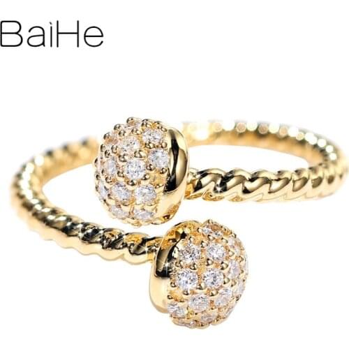 BAIHE Solid 14K White Gold 0.35ct H/SI Round Natural Diamonds Women Trendy Fine Jewelry Gift Beautiful Diamond Ring