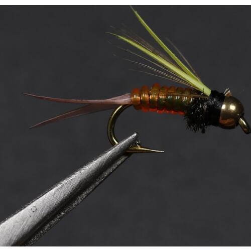 Bimoo 10PCS #14 Brass Bead head Pheasant Tail Prince Trout Fishing Nymph Flies