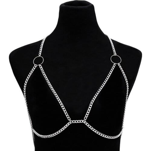 Bohemian Beach Sexy Chest Chain for Women Full Rhinestone Cross Chest Chain Shining Crystal Bra Body Necklace Choker Jewelry