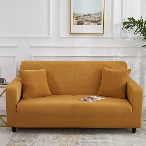 Armchair Protection Sofa Cover for Living Room Single Lover 3 4 Seater Camel Solid Color Elastic Spandex Couch Cover