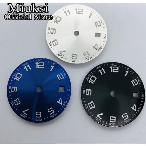 Miuksi 29.2mm silver blue black watch dial luminous dial fit ETA 2836 2824 Mingzhu DG 2813 3804 Miyota 8205 8215 821A movement