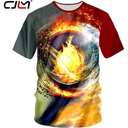 CJLM Dropshipping Tshirts Men 3D Funny Print Flame Combustion T-shirts Homme Hip Hop Streetwear Casual T Shirts Fitness Clothes