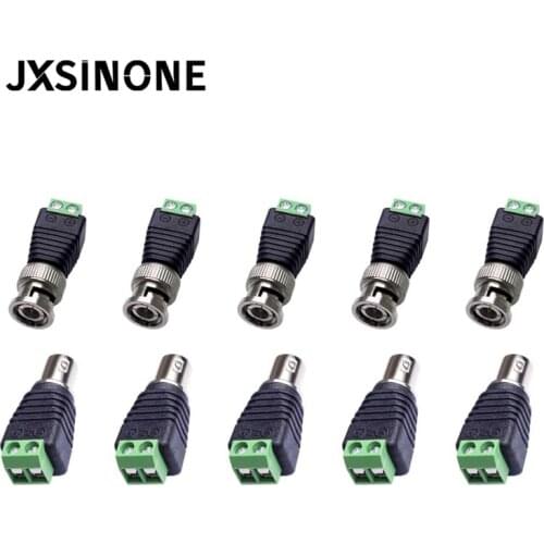 JXSINONE BNC Male Female Balun Connector Plug gold-plated pin for CCTV Security Camera Led Strip Cable Wire Ends Barrel Adapter